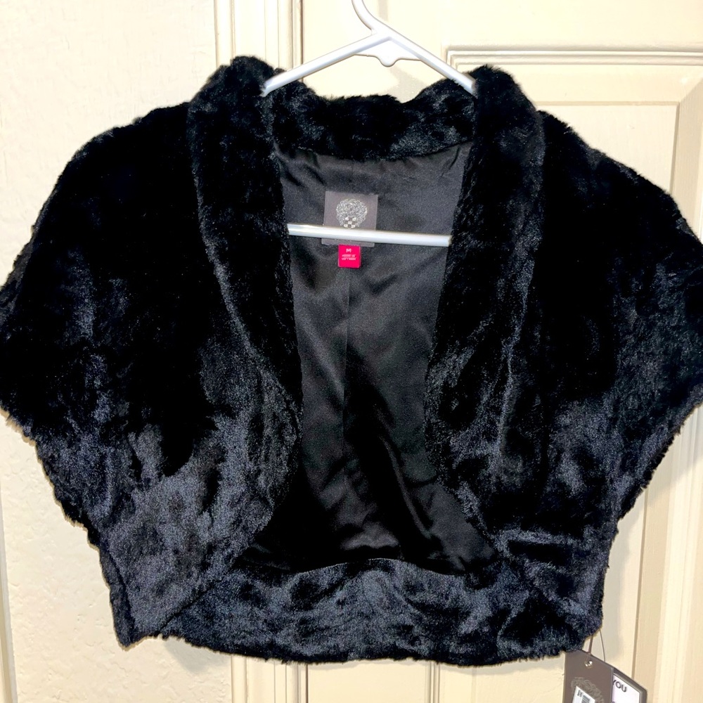 Vince Camuto Black Fur Shrug Brand New